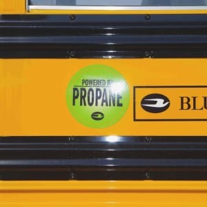 Powered by Propane sticker on school bus