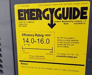 Yellow Energy Guide label