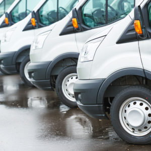 Delivery vans in a row