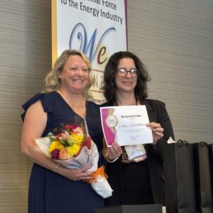 Amy Stackhouse receiving the EmpowerHER Awards from Jessica Reeder from PA Petroleum Association.